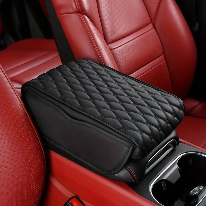 PU Leather Armrest Cushion with 2 Storage Pockets-وسادة مسند ذراع من جلد البولي يوريثان مع جيبين للتخزين-Auto-Emporio-Kuwait.0