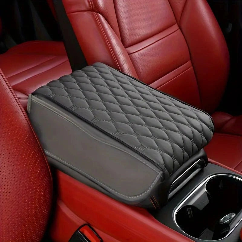 PU Leather Armrest Cushion with 2 Storage Pockets-وسادة مسند ذراع من جلد البولي يوريثان مع جيبين للتخزين-Auto-Emporio-Kuwait.0