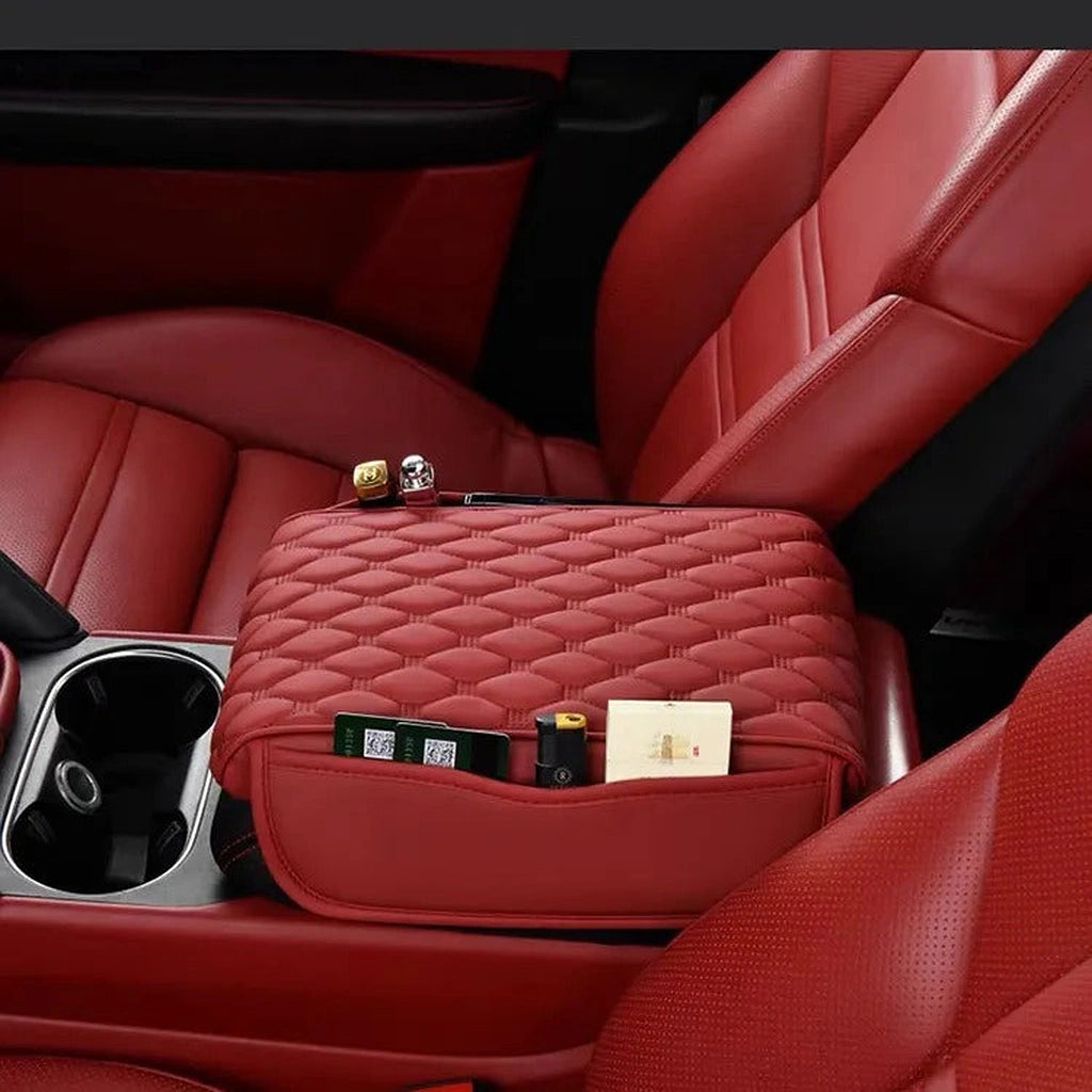 PU Leather Armrest Cushion with 2 Storage Pockets-وسادة مسند ذراع من جلد البولي يوريثان مع جيبين للتخزين-Auto-Emporio-Kuwait.0