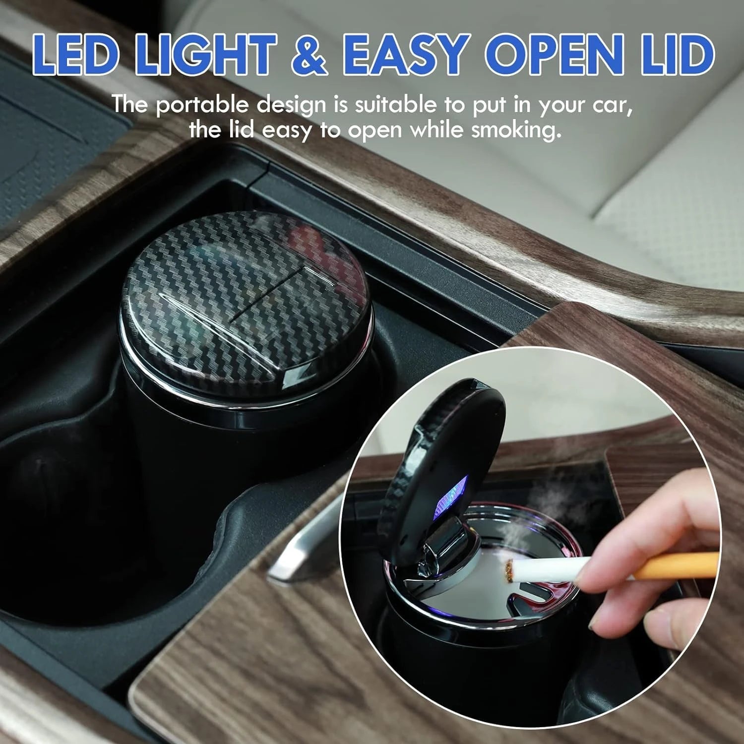 PU Leather Ashtray with LED Light-منفضة سجائر من جلد البولي يوريثان مع ضوء LED-Auto-Emporio-Kuwait.0