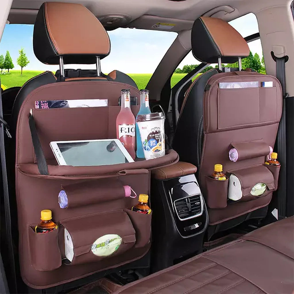 PU Leather Back Seat Organizer with tray-منظم المقعد الخلفي من جلد البولي يوريثان مع صينية-Auto-Emporio-Kuwait.0