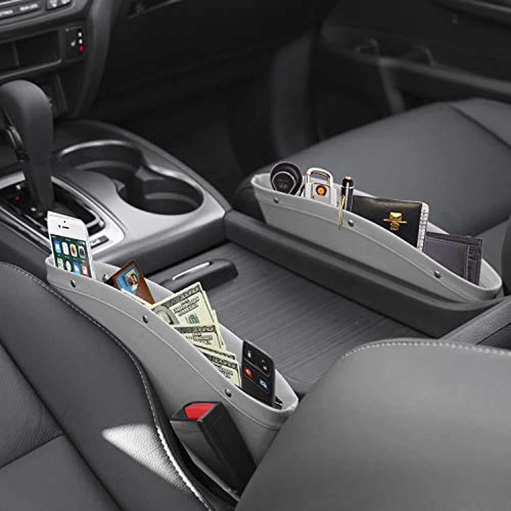 PU Leather Car Seat Gap Filler Organizer (2 pcs)-منظم حشو فجوات مقعد السيارة من جلد البولي يوريثان (قطعتان)-Auto-Emporio-Kuwait.0