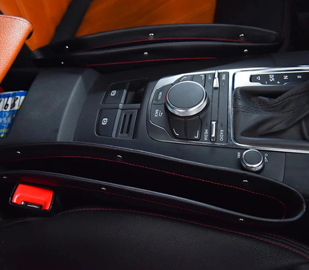 PU Leather Car Seat Gap Filler Organizer (2 pcs)-منظم حشو فجوات مقعد السيارة من جلد البولي يوريثان (قطعتان)-Auto-Emporio-Kuwait.0