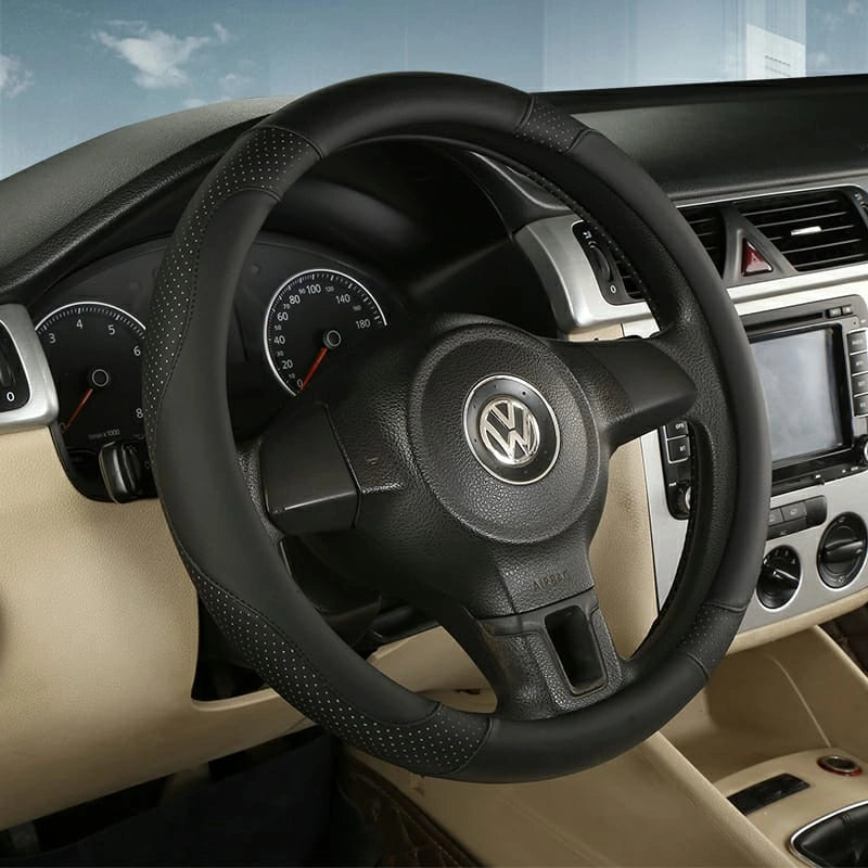 PU Leather Steering Wheel Cover L002 (Large)-غطاء عجلة القيادة من جلد البولي يوريثان L002 (كبير)-Auto-Emporio-Kuwait.0