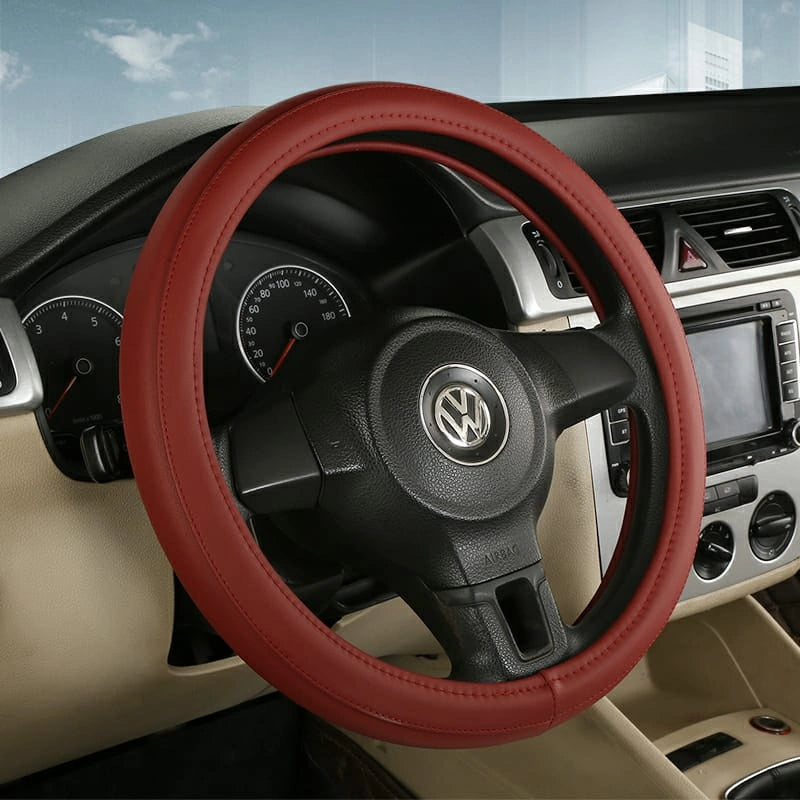 PU Leather Steering Wheel Covers L001 (Large)-أغطية عجلة القيادة من جلد البولي يوريثان L001 (كبير)-Auto-Emporio-Kuwait.0