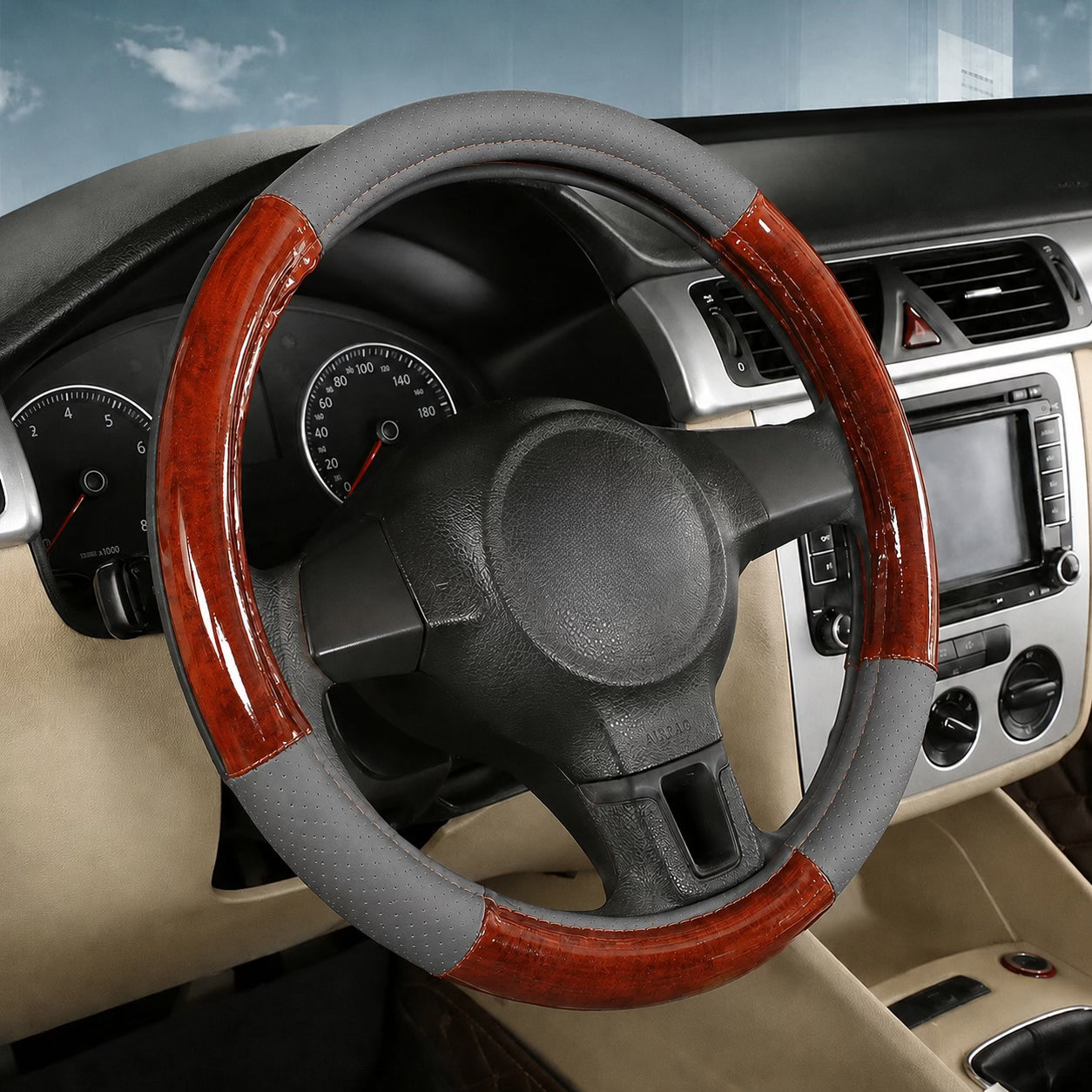 PU Leather Steering Wheel Covers L006 (Large)-أغطية عجلة القيادة من جلد البولي يوريثان L006 (كبير)-Auto-Emporio-Kuwait.0