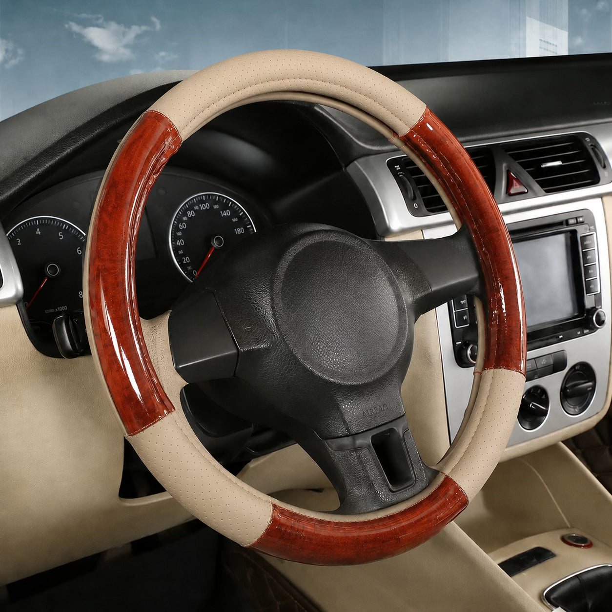PU Leather Steering Wheel Covers L006 (Large)-أغطية عجلة القيادة من جلد البولي يوريثان L006 (كبير)-Auto-Emporio-Kuwait.0