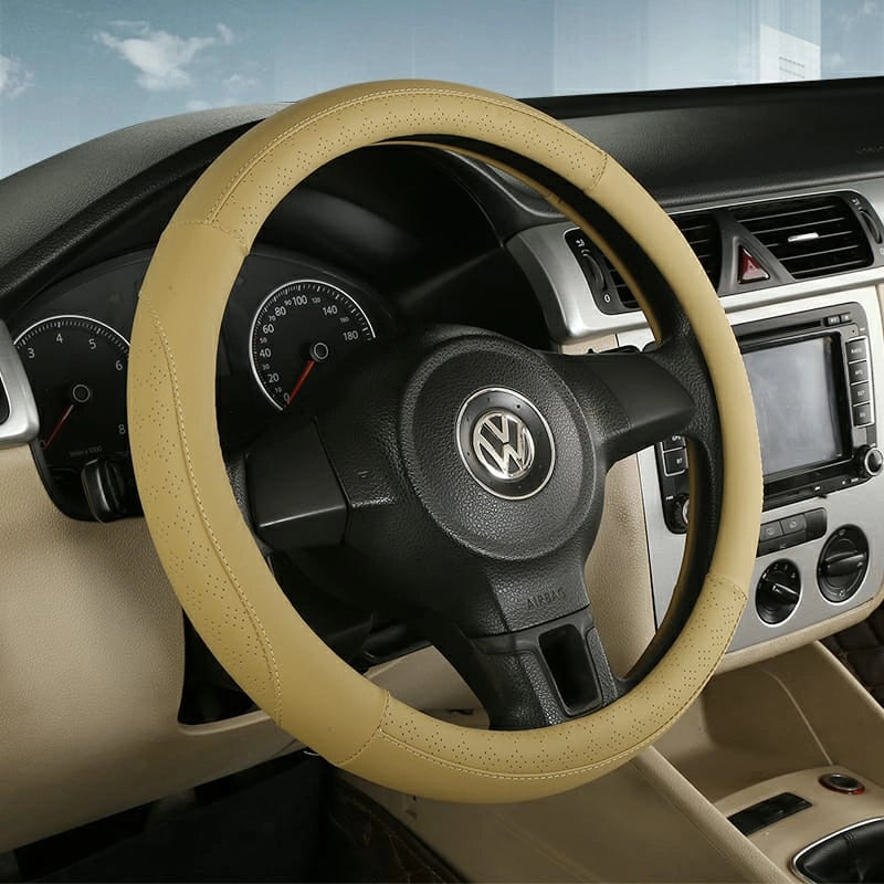 PU Leather Steering Wheel Covers M004 (Medium)-أغطية عجلة القيادة من جلد البولي يوريثان M004 (متوسط)-Auto-Emporio-Kuwait.0