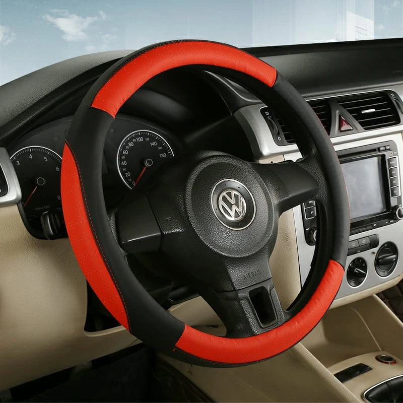 PU Leather Steering Wheel Covers M004 (Medium)-أغطية عجلة القيادة من جلد البولي يوريثان M004 (متوسط)-Auto-Emporio-Kuwait.0