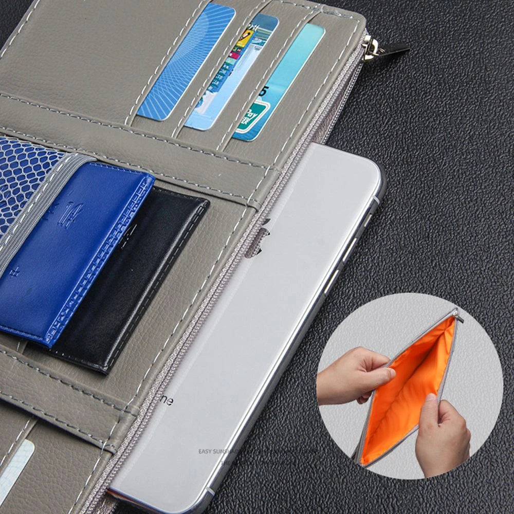 PU Leather Sun Visor Multi-Organiser-منظم متعدد الأغراض لواقي الشمس من جلد البولي يوريثان-Auto-Emporio-Kuwait.0