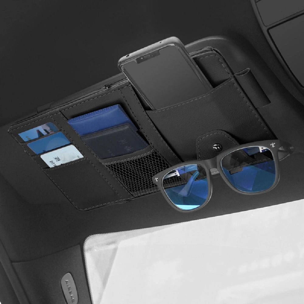 PU Leather Sun Visor Multi-Organiser-منظم متعدد الأغراض لواقي الشمس من جلد البولي يوريثان-Auto-Emporio-Kuwait.0