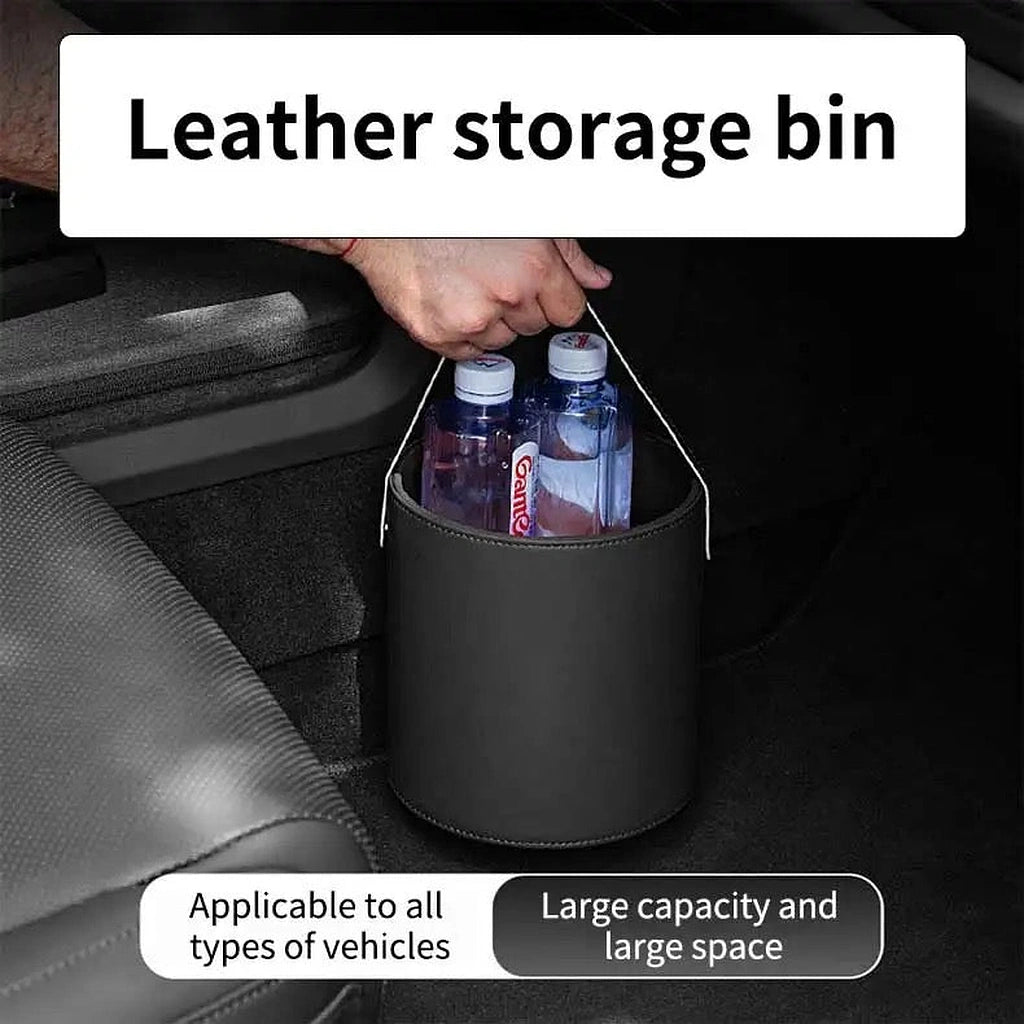 PU Leather Trash Can Organizer Waterproof Storage Box with Lid-صندوق تخزين منظم من جلد البولي يوريثان مقاوم للماء مع غطاء-Auto-Emporio-Kuwait.0