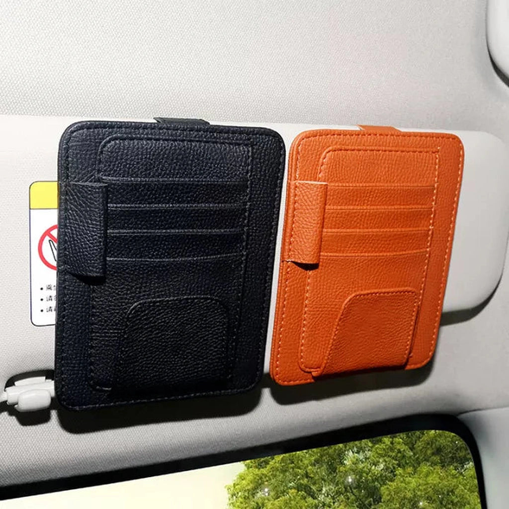 Pu Leather Sun Visor Organiser-منظم حاجب الشمس من جلد البولي يوريثان-Auto-Emporio-Kuwait.0