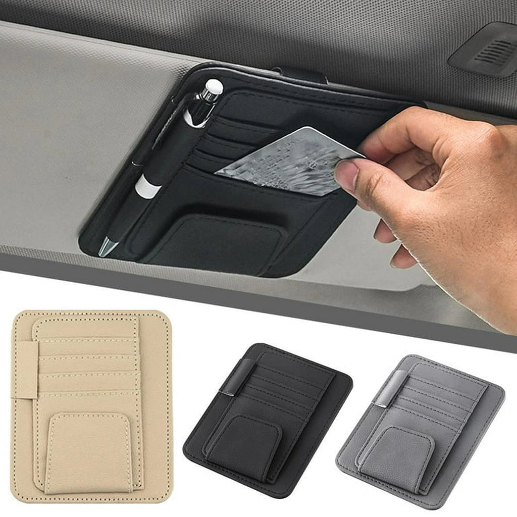 Pu Leather Sun Visor Organiser-منظم حاجب الشمس من جلد البولي يوريثان-Auto-Emporio-Kuwait.0