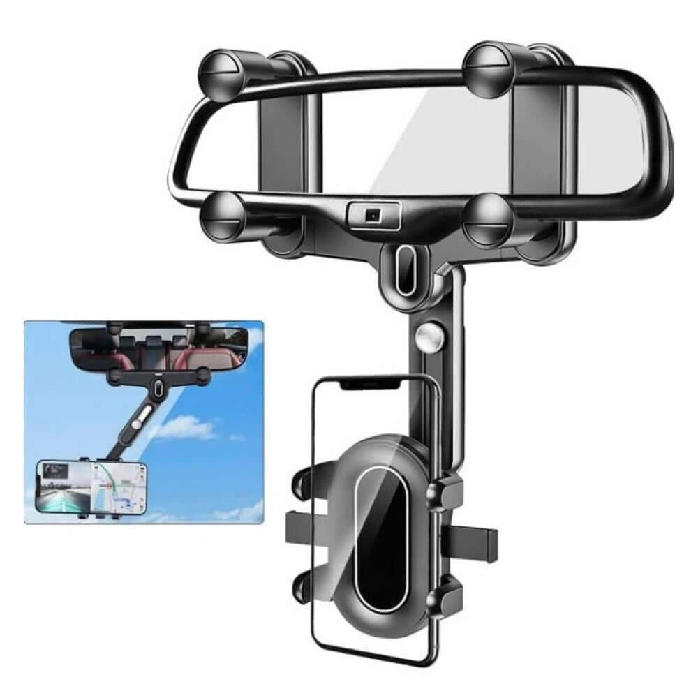Rearview Mirror Clamp Mobile Holder-حامل الهاتف المحمول المشبك مرآة الرؤية الخلفية-Auto-Emporio-Kuwait.0
