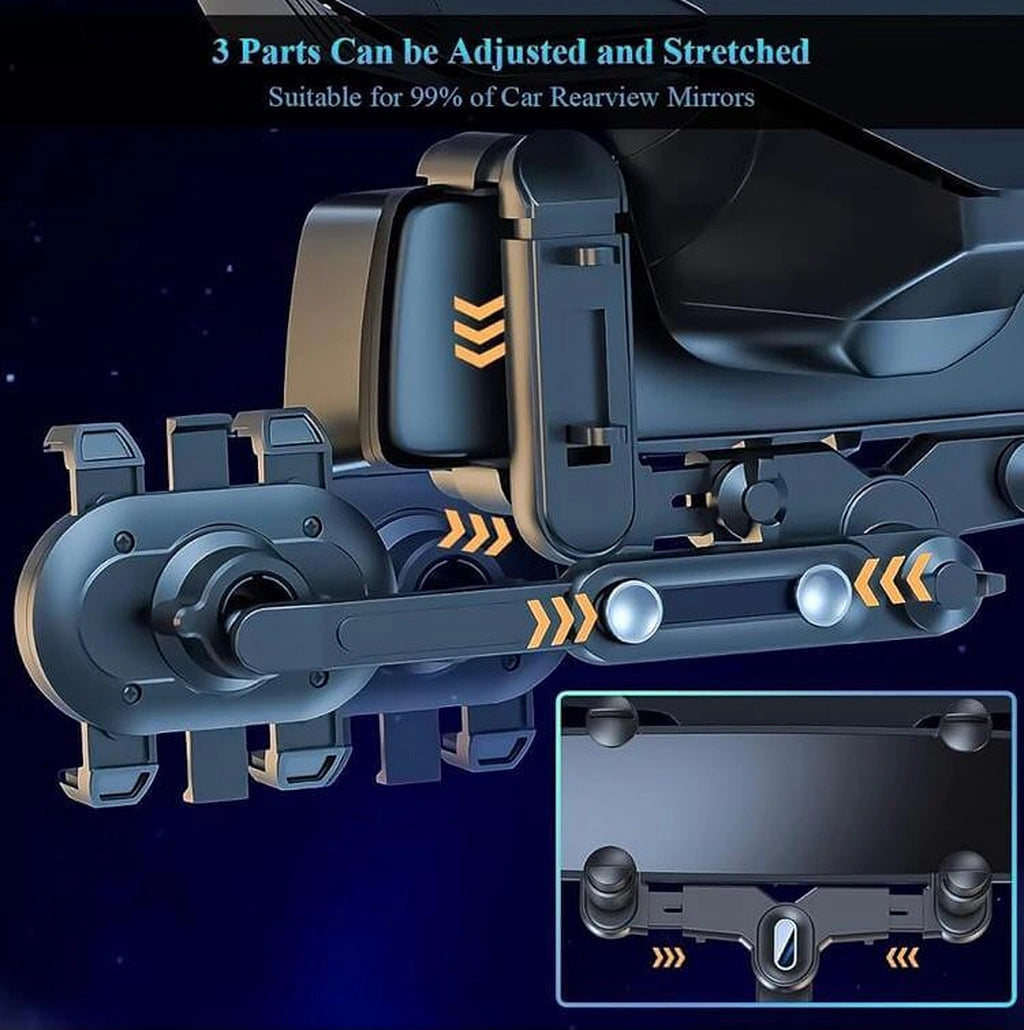 Rearview Mirror Clamp Mobile Holder-حامل الهاتف المحمول المشبك مرآة الرؤية الخلفية-Auto-Emporio-Kuwait.0
