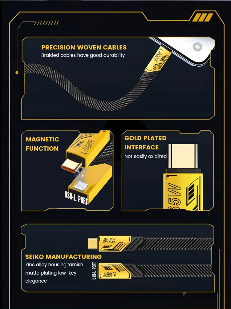 2 to 2 Mecha Style Zinc Alloy USB Data Cable