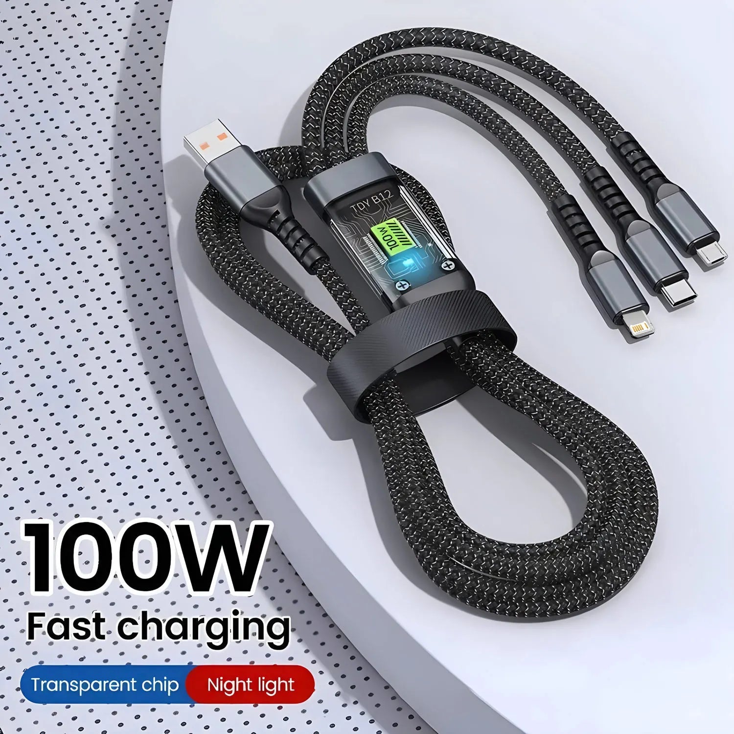 3 in 1 Fast Charging Cable 100W 5A