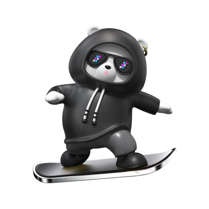 Skateboarding Teddy Bear Hoodie Display Screen Sliding Ornament-لوح التزلج تيدي بير هوديي شاشة عرض زخرفة منزلقة-Auto-Emporio-Kuwait.0