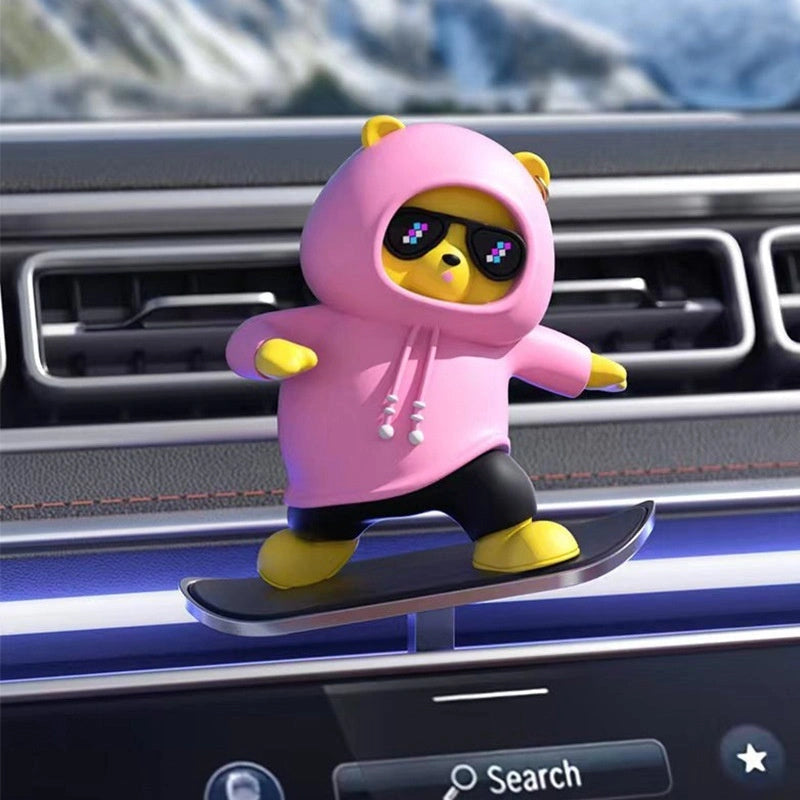 Skateboarding Teddy Bear Hoodie Display Screen Sliding Ornament-لوح التزلج تيدي بير هوديي شاشة عرض زخرفة منزلقة-Auto-Emporio-Kuwait.0