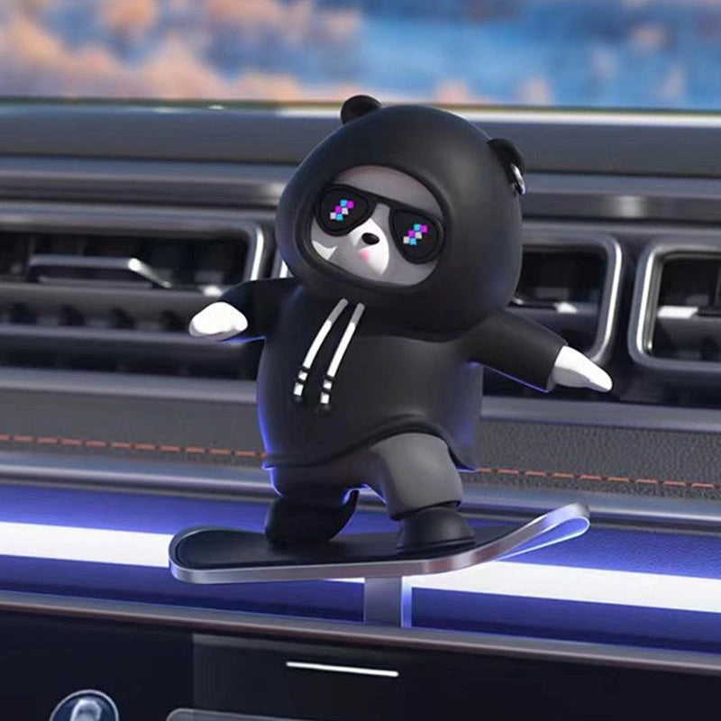 Skateboarding Teddy Bear Hoodie Display Screen Sliding Ornament-لوح التزلج تيدي بير هوديي شاشة عرض زخرفة منزلقة-Auto-Emporio-Kuwait.0