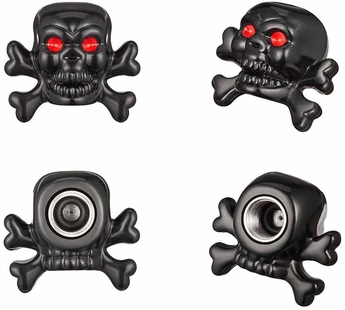 Skull Danger Tire Valve Caps (4 pcs)-أغطية صمامات إطارات خطر الجمجمة (4 قطع)-Auto-Emporio-Kuwait.0