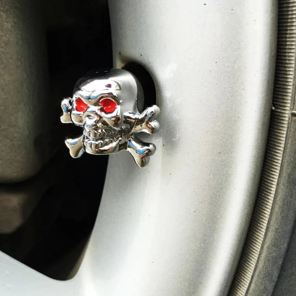 Skull Danger Tire Valve Caps (4 pcs)-أغطية صمامات إطارات خطر الجمجمة (4 قطع)-Auto-Emporio-Kuwait.0