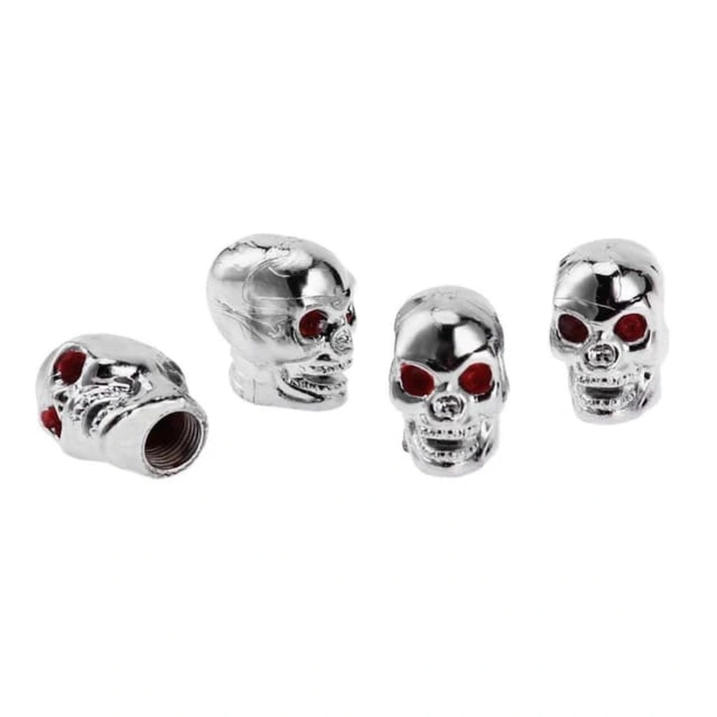 Skull Tire Valve Caps (4 pcs)-أغطية صمامات إطارات الجمجمة (4 قطع)-Auto-Emporio-Kuwait.0