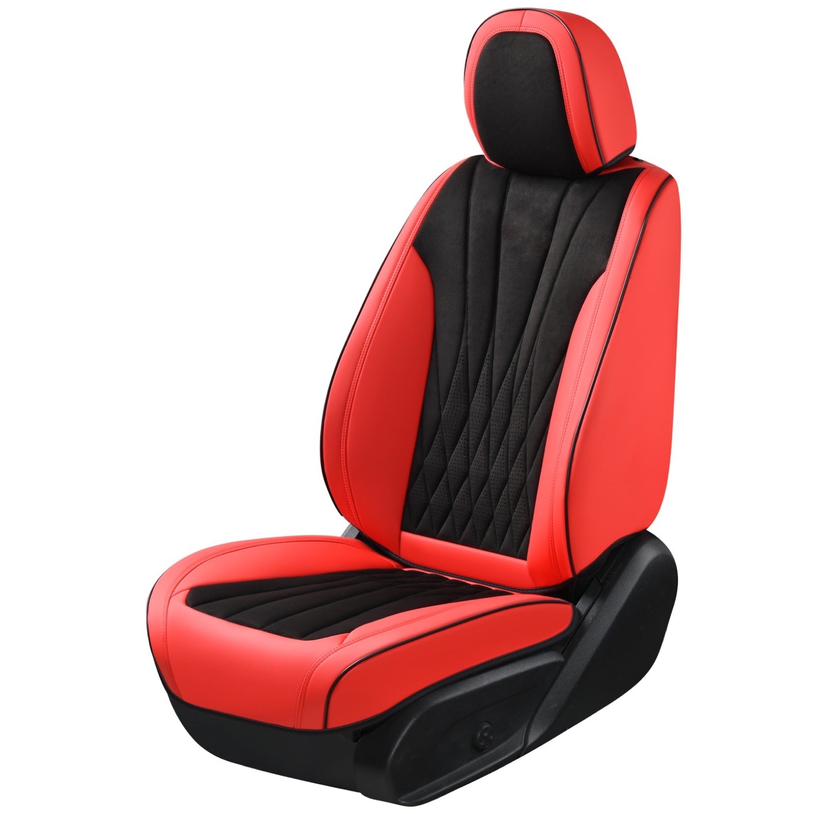 Red and black car seat cover on a white background