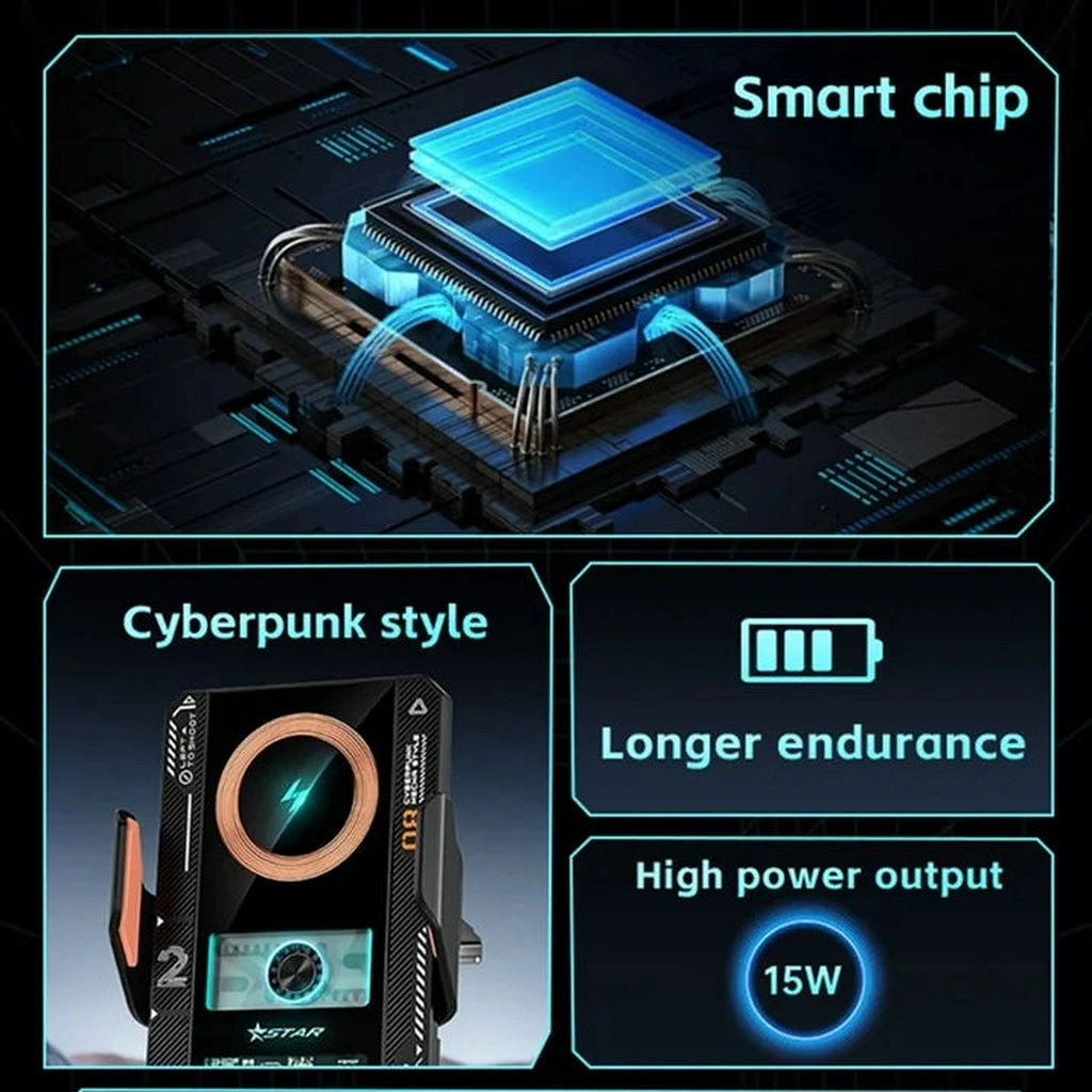 T9 Wireless Fast Charger Magnetic Sensor Mobile Holder-حامل الهاتف المحمول بمستشعر مغناطيسي وشاحن لاسلكي سريع T9-Auto-Emporio-Kuwait.0