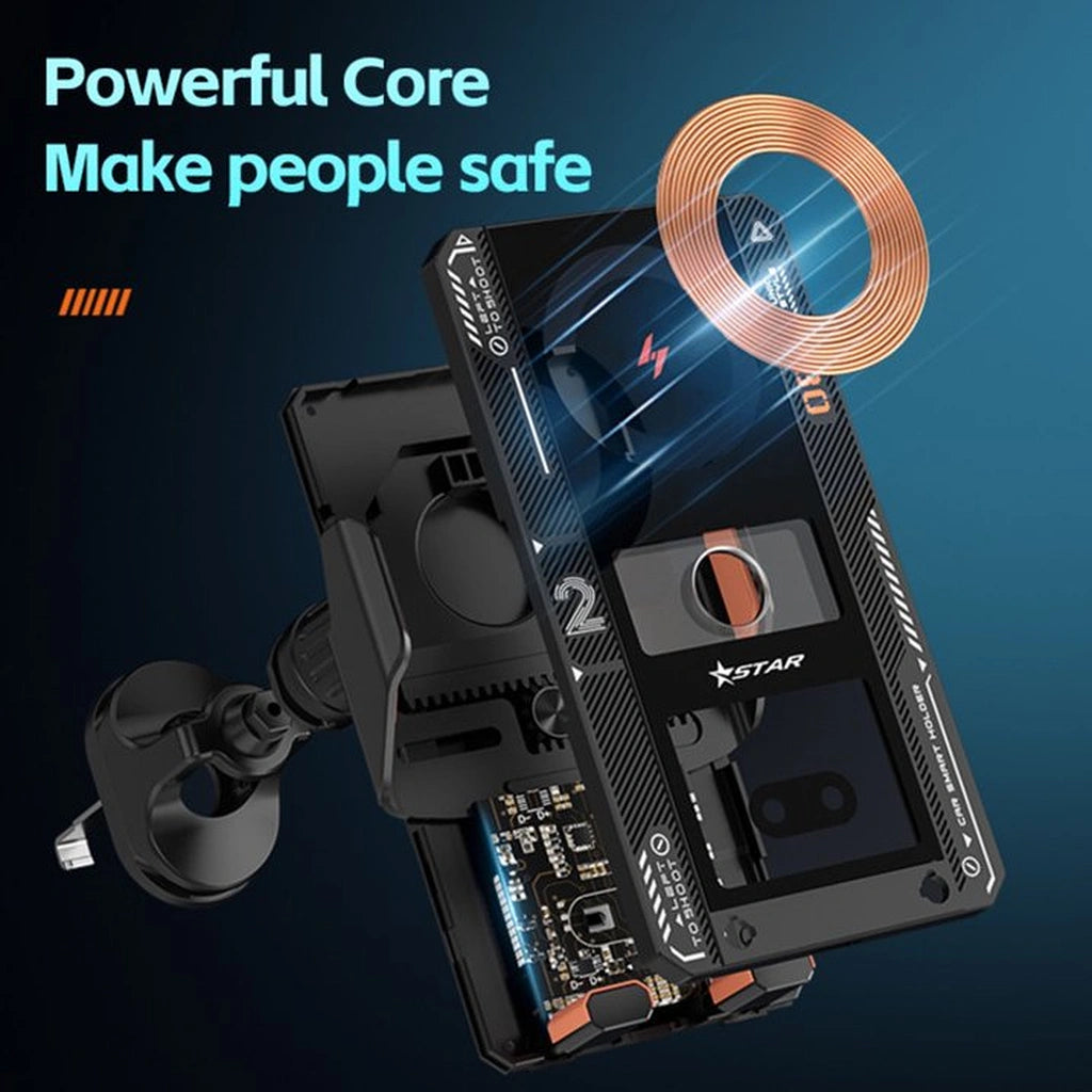 T9 Wireless Fast Charger Magnetic Sensor Mobile Holder-حامل الهاتف المحمول بمستشعر مغناطيسي وشاحن لاسلكي سريع T9-Auto-Emporio-Kuwait.0