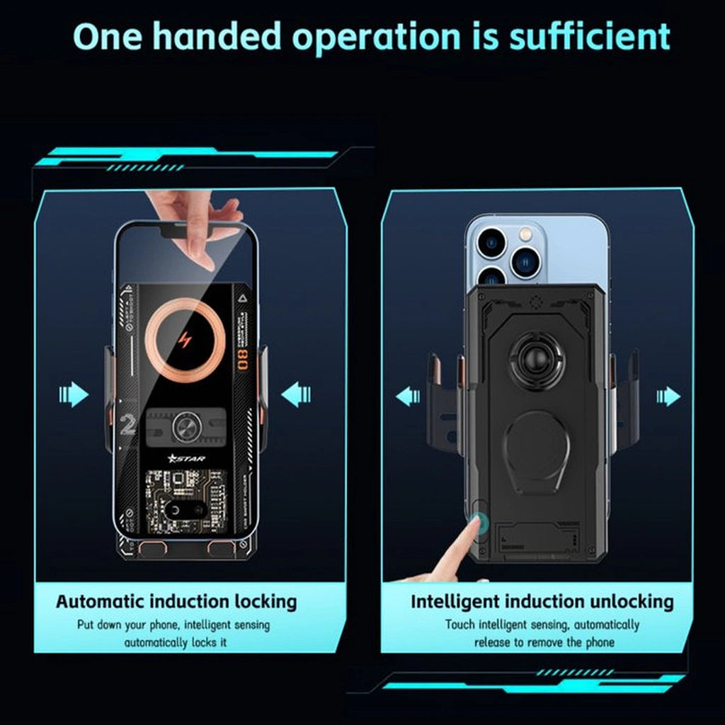 T9 Wireless Fast Charger Magnetic Sensor Mobile Holder-حامل الهاتف المحمول بمستشعر مغناطيسي وشاحن لاسلكي سريع T9-Auto-Emporio-Kuwait.0