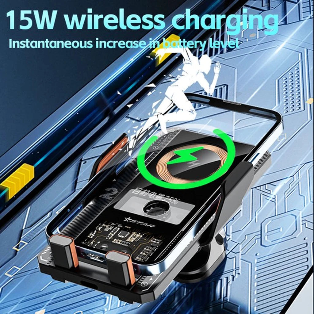 T9 Wireless Fast Charger Magnetic Sensor Mobile Holder-حامل الهاتف المحمول بمستشعر مغناطيسي وشاحن لاسلكي سريع T9-Auto-Emporio-Kuwait.0