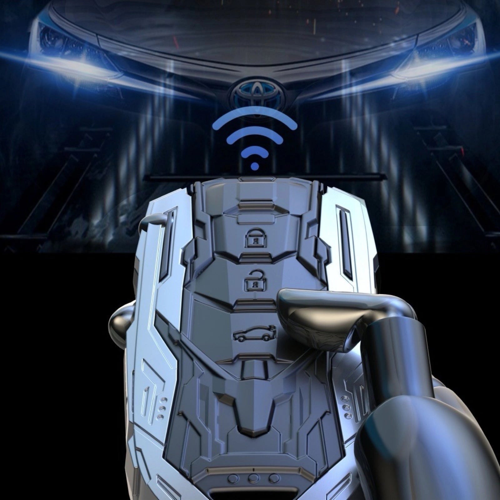 TOYOTA Zinc Alloy Key Remote Cover with two keychains-غطاء جهاز التحكم عن بعد لمفتاح تويوتا من سبائك الزنك مع سلسلتي مفاتيح-Auto-Emporio-Kuwait.0