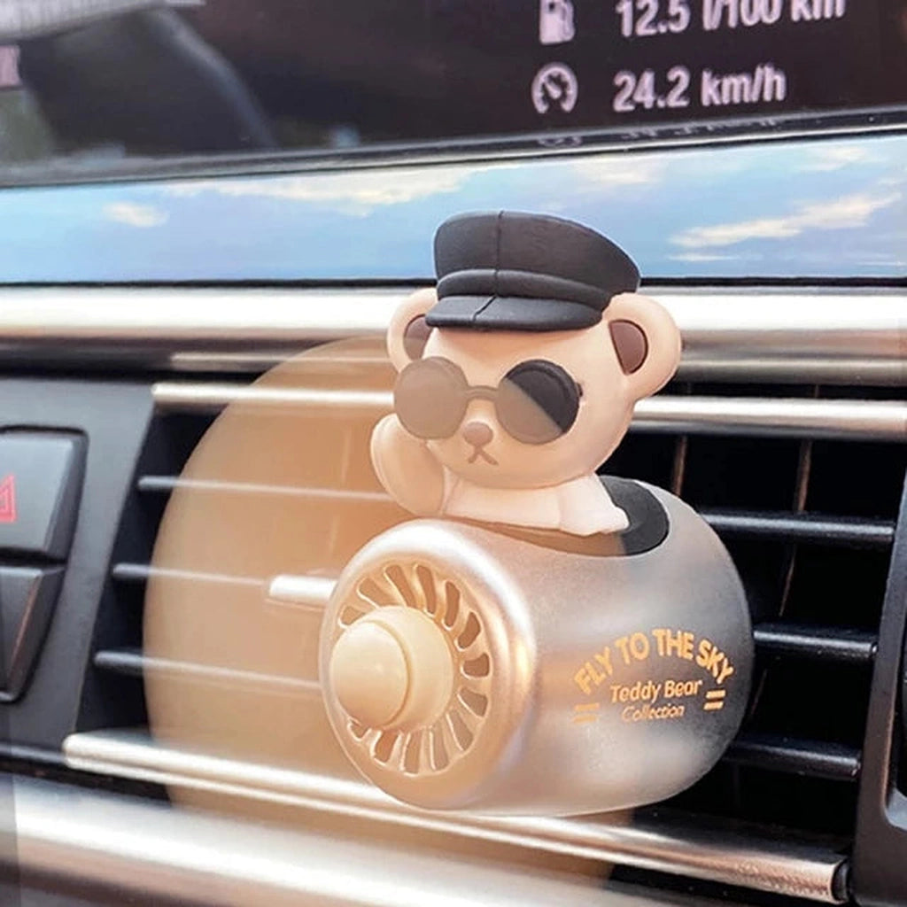 Teddy Bear Fan Air Freshener AC Vent Clip-مشبك معطر هواء بمروحة تيدي بير-Auto-Emporio-Kuwait.0