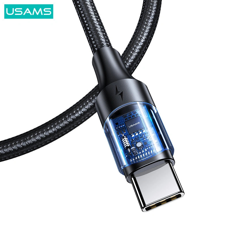 USAMS U71 Type-C To Type-C 100W PD Fast Charging & Data Cable-USAMS U71 Type-C إلى Type-C 100W PD كابل شحن سريع وبيانات-Auto-Emporio-Kuwait.0
