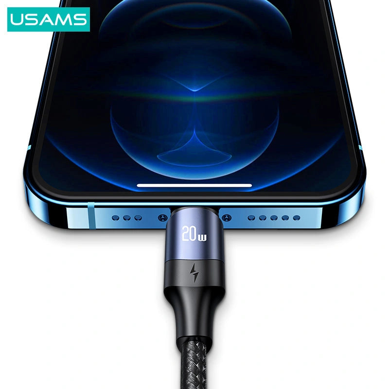 USAMS U71 Type-C to Lightning 20W PD Fast Charging & Data Cable-USAMS U71 Type-C إلى Lightning 20W PD كابل شحن سريع وبيانات-Auto-Emporio-Kuwait.0