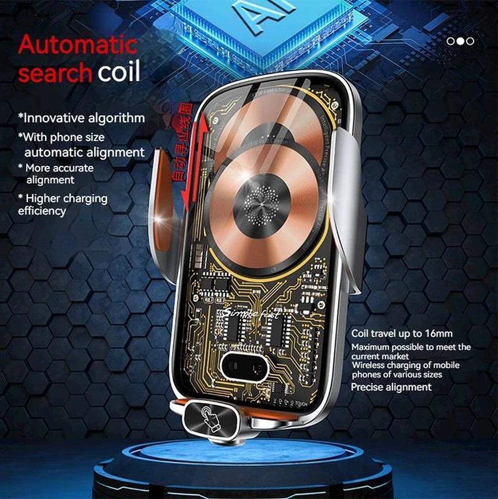 V558 Wireless Fast Charger Magnetic Sensor Mobile Holder-حامل هاتف محمول بمستشعر مغناطيسي وشاحن لاسلكي سريع V558-Auto-Emporio-Kuwait.0