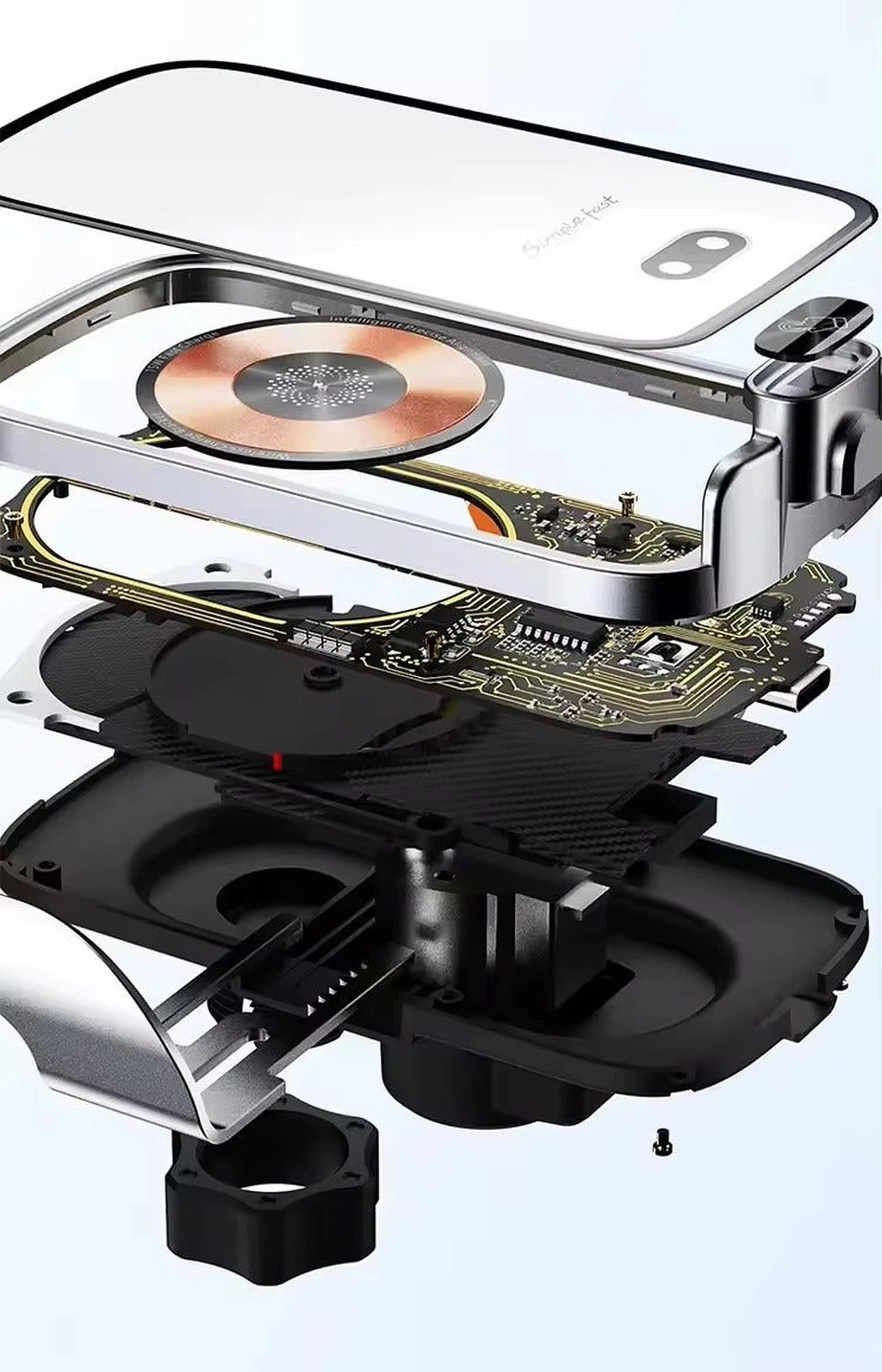 V558 Wireless Fast Charger Magnetic Sensor Mobile Holder-حامل هاتف محمول بمستشعر مغناطيسي وشاحن لاسلكي سريع V558-Auto-Emporio-Kuwait.0