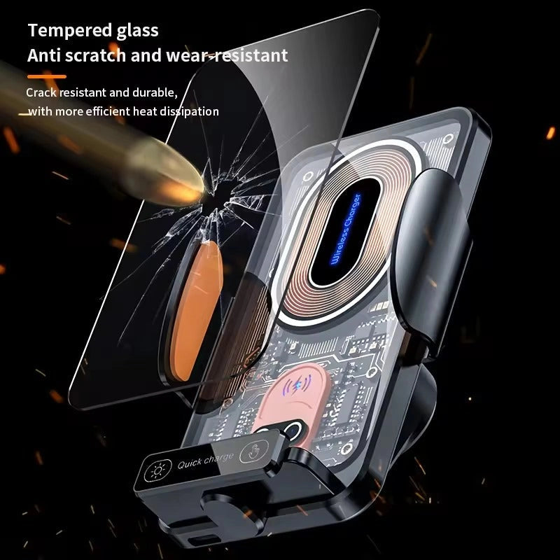 V88 Wireless Fast Charger Magnetic Sensor Mobile Holder-حامل الهاتف المحمول بمستشعر مغناطيسي وشاحن لاسلكي سريع V88-Auto-Emporio-Kuwait.0