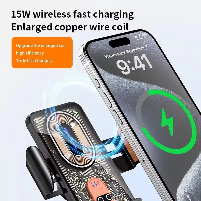 V88 Wireless Fast Charger Magnetic Sensor Mobile Holder-حامل الهاتف المحمول بمستشعر مغناطيسي وشاحن لاسلكي سريع V88-Auto-Emporio-Kuwait.0