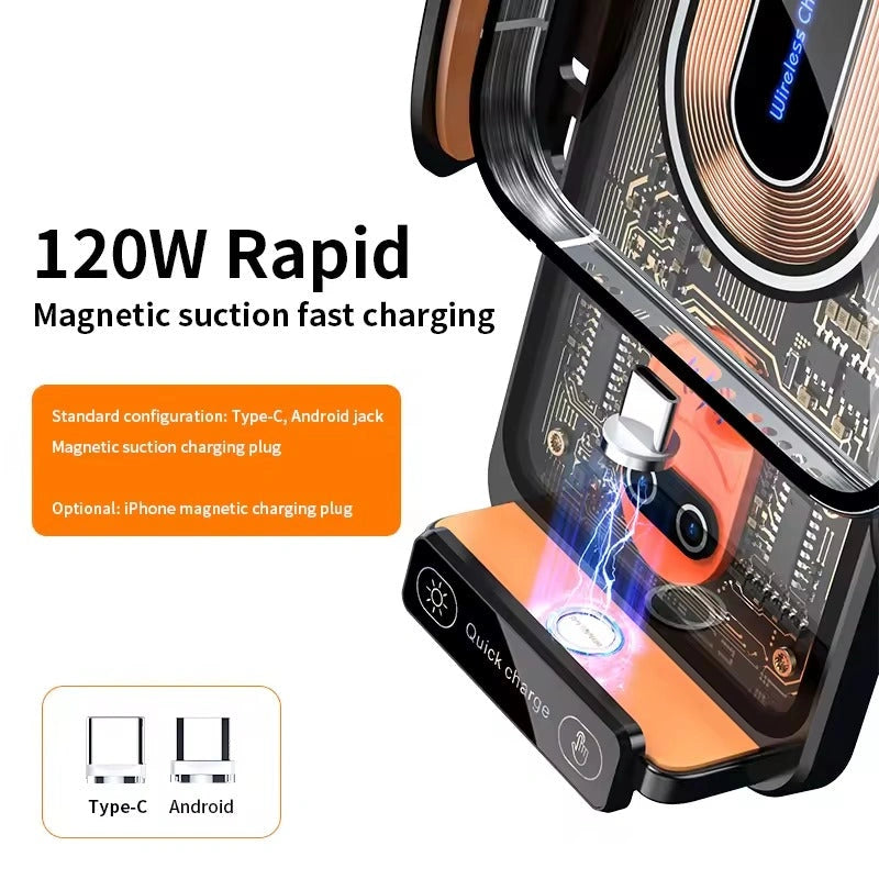V88 Wireless Fast Charger Magnetic Sensor Mobile Holder-حامل الهاتف المحمول بمستشعر مغناطيسي وشاحن لاسلكي سريع V88-Auto-Emporio-Kuwait.0