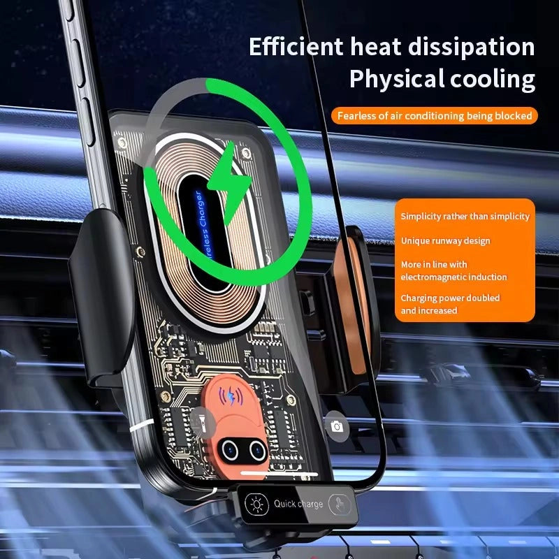 V88 Wireless Fast Charger Magnetic Sensor Mobile Holder-حامل الهاتف المحمول بمستشعر مغناطيسي وشاحن لاسلكي سريع V88-Auto-Emporio-Kuwait.0