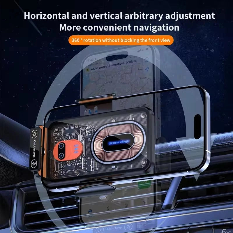 V88 Wireless Fast Charger Magnetic Sensor Mobile Holder-حامل الهاتف المحمول بمستشعر مغناطيسي وشاحن لاسلكي سريع V88-Auto-Emporio-Kuwait.0