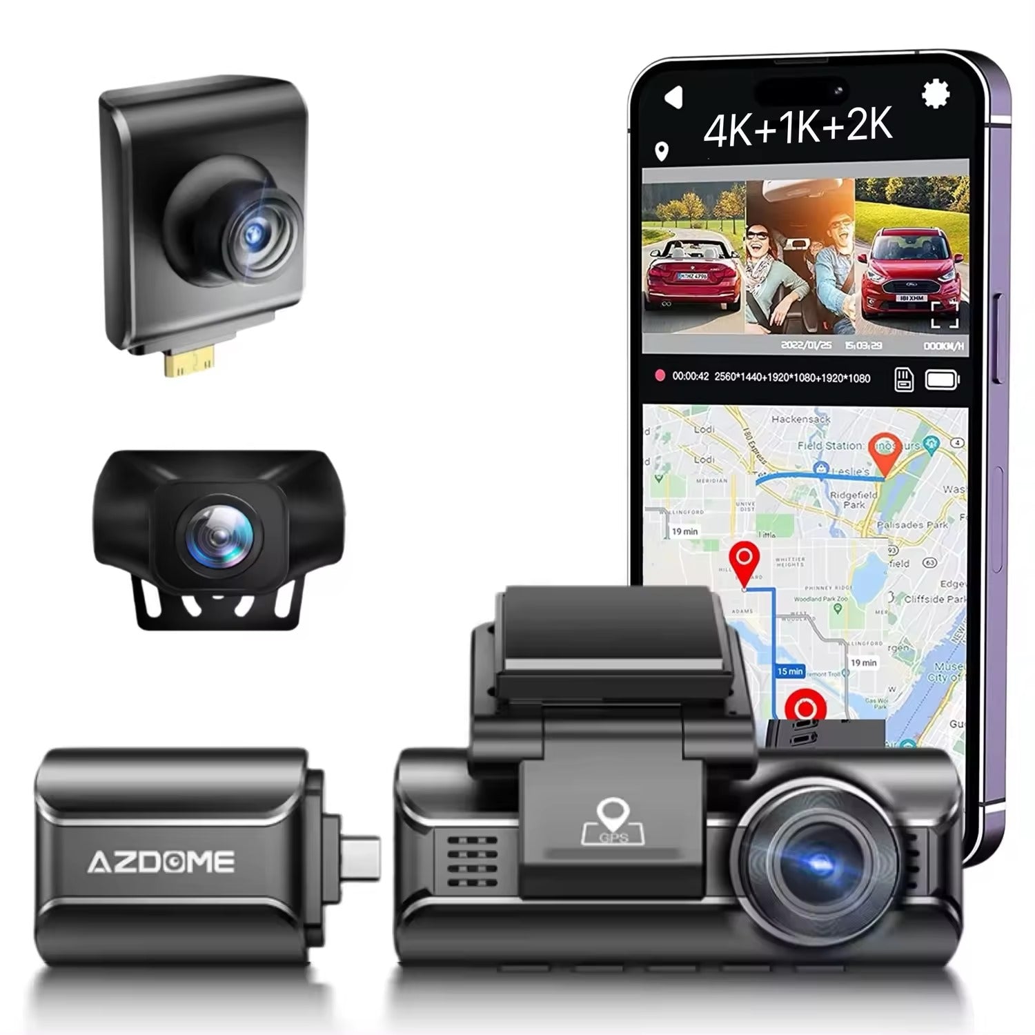 AZDOME M550 MAX 3CH 4K Dash Cam with 3.19" Screen WDR Night Vision