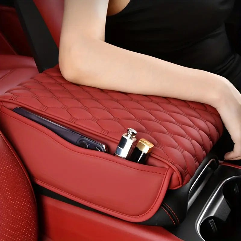 Wide PU Leather Armrest Cushion with 2 Storage Pockets