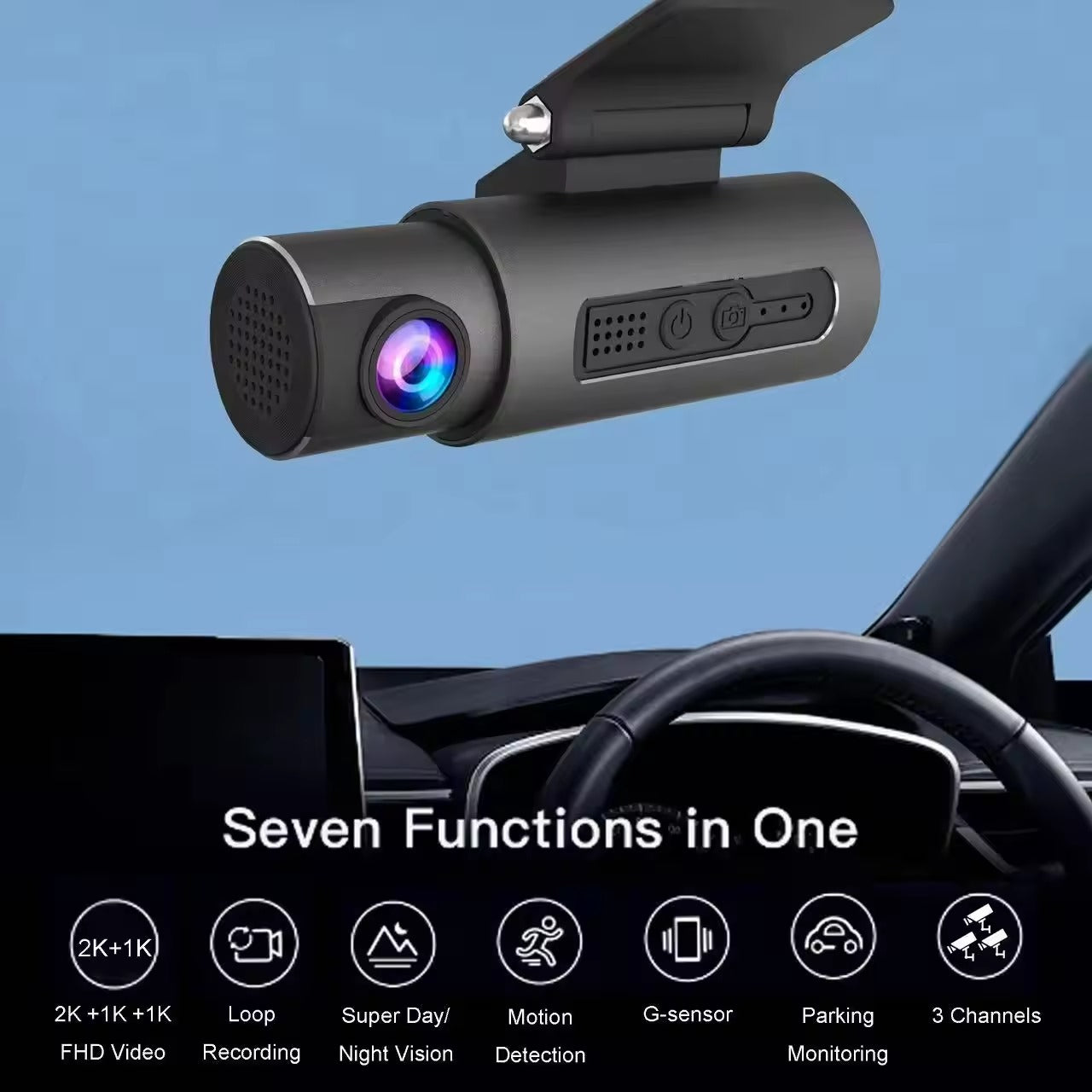 TEYES V K6 2K 3-cameras Dash Cam Full HD Dual Lens WIFI