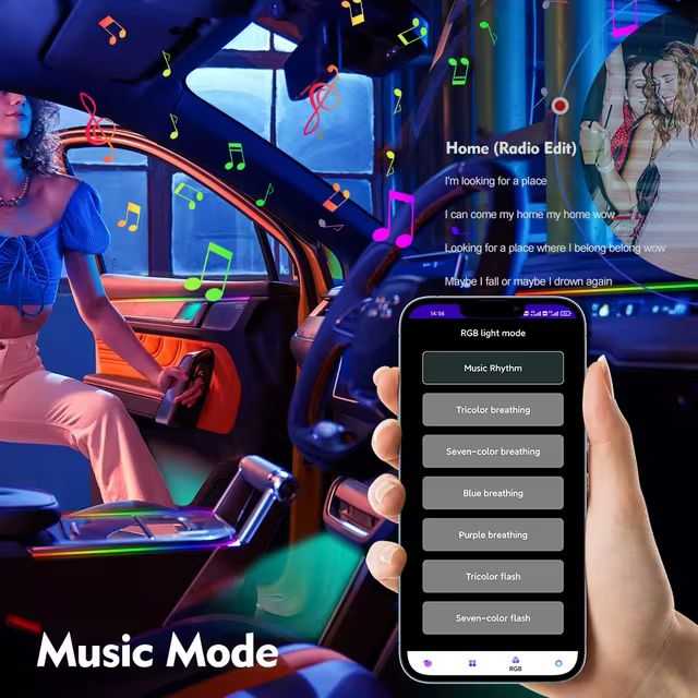 6in1 APP Controlled RGB Symphony Interior Dashboard LED Lights