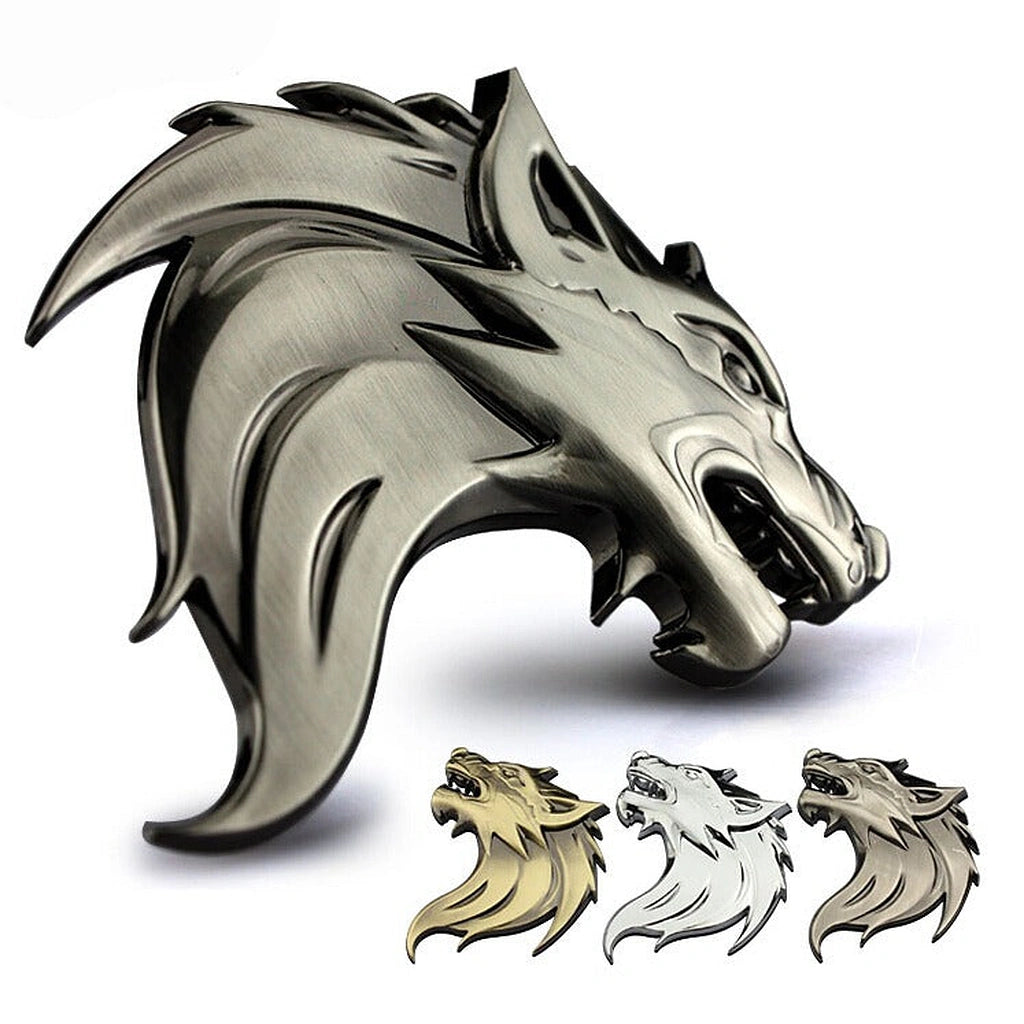 Wolf 3D Car Badge Sticker (Set of 2)-ملصق شارة سيارة وولف ثلاثي الأبعاد (مجموعة من قطعتين)-Auto-Emporio-Kuwait.0