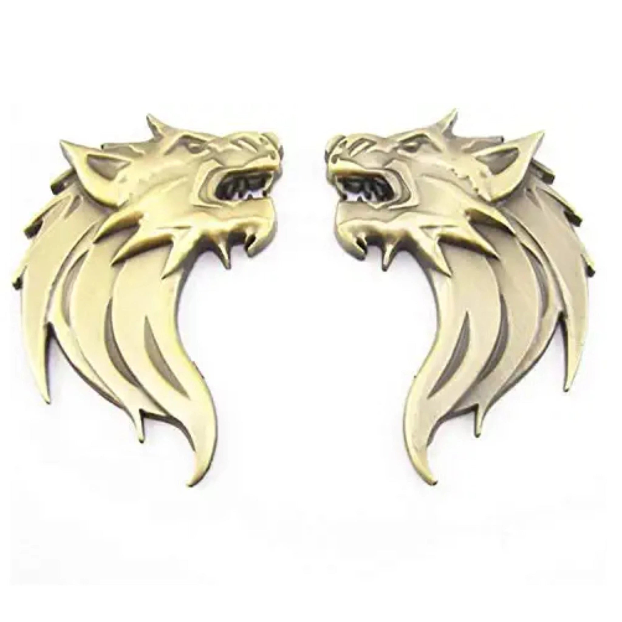 Wolf 3D Car Badge Sticker (Set of 2)-ملصق شارة سيارة وولف ثلاثي الأبعاد (مجموعة من قطعتين)-Auto-Emporio-Kuwait.0